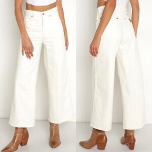 Wrangler Worldwide 661 Wide Leg Ivory Denim Cotton Hemp High Rise Jeans 33x28